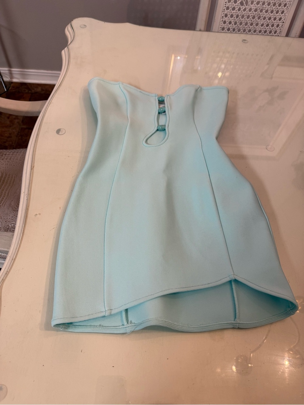 Fashion Nova Light Blue Strapless Mini Dress